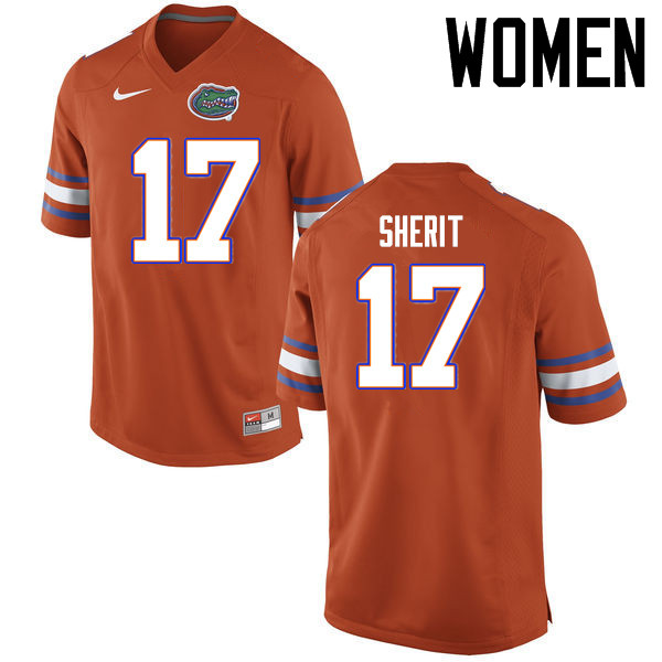 Women Florida Gators #17 Jordan Sherit College Football Jerseys Sale-Orange